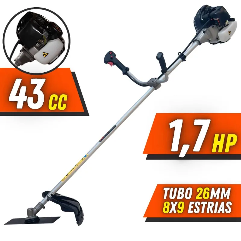 Roçadeira Anmax Cg430b À Gasolina 43cc 1,7hp 6 Em 1 C/ Carretel E Faca 2 Pontas + Extra Faca 3 Pontas + Faca 6 Pontas + Faca 40 Dentes Vídea + Trimmer