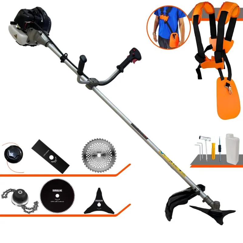Roçadeira À Gasolina Anmax Cg430b 43cc 2t 1,7hp 6 Em 1 Com Carretel + Faca 2 Pontas + Faca 3 Pontas + Faca 40 Dentes Vídea + Faca 80 Dentes + Trimmer