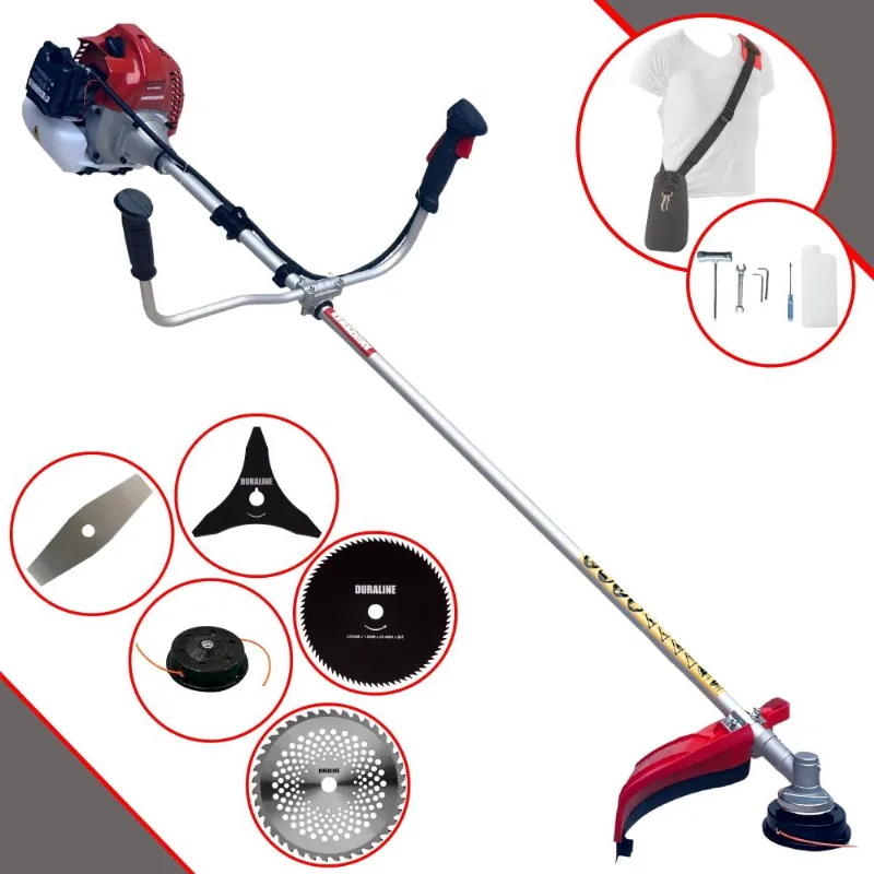 Máquina De Cortar Grama Kawashima Bcj431-l À Gasolina 2t 43cc 1,7hp 10.000rpm Roçadeira Profissional Completa Multifuncional Com 5 Opções De Cortes