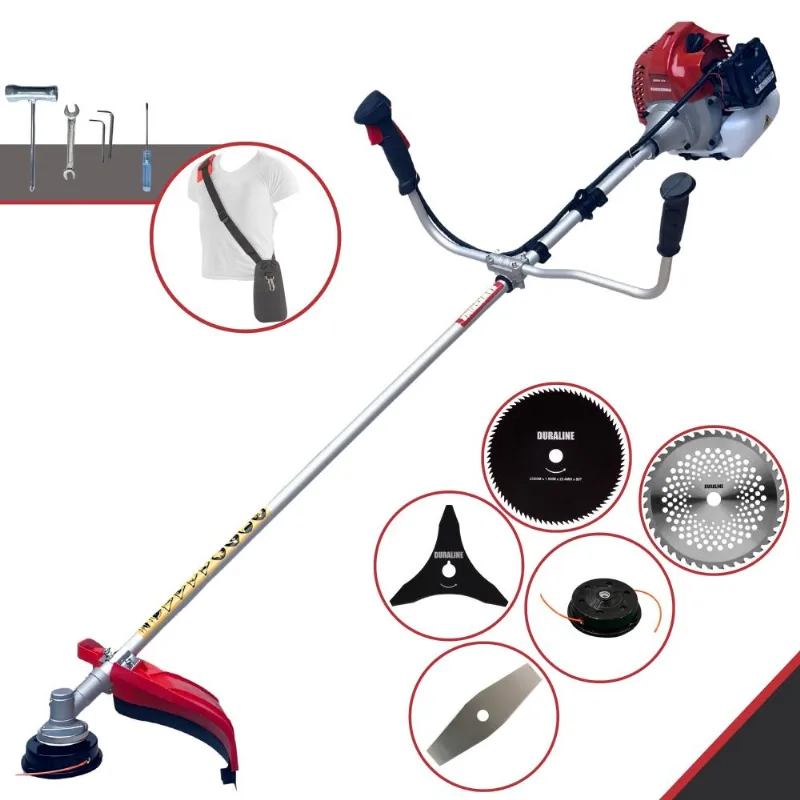 Roçadeira À Gasolina Kawashima Bcj431l 43cc 10.000rpm Completa Com Carretel + Lâmina 2 Pontas + Lâmina 3 Pontas + Lâmina 40 Dentes + Lâmina 80 Dentes