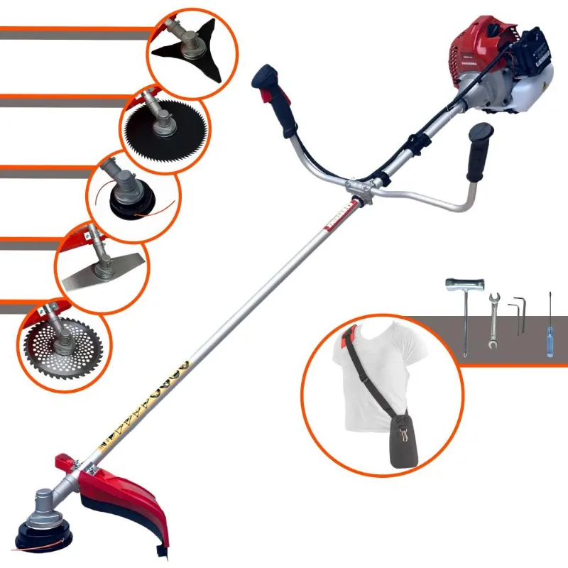 Aparador De Grama À Gasolina Kawashima Bcj431l Motor 2t 43cc 1,7hp De Potência 10000rpm Roçadeira Completa Com Carretel Nylon E Kit 4 Lâminas De Corte