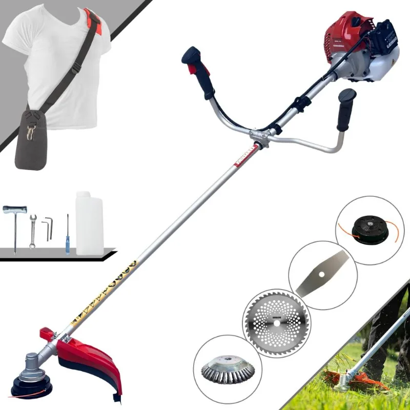 Máquina De Cortar Grama Kawashima Bcj431-l 43cc 1,7hp Roçadeira Completa Com Faca 2 Pontas, Faca 40 Dentes + Carretel Nylon + Escova De Aço 38 Cerdas