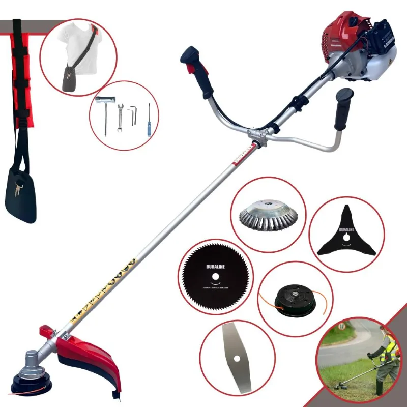 Roçadeira Kawashima À Gasolina Bcj431l 43cc 1,7hp 10.000rpm Com Lâmina 2 Pontas + Lâmina 3 Pontas + Lâmina 80 Dentes + Disco Escova De Aço + Carretel