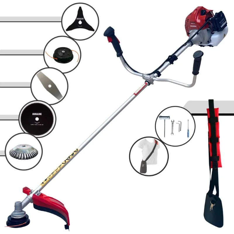 Roçadeira Alta Performance Kawashima Bcj431l À Gasolina 1,7hp 43cc 10000rpm + Kit Extra De Lâmina 3 Pontas, Lâmina 80 Dentes E Escova De Aço 38 Cerdas