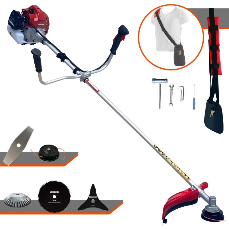 Roçadeira À Gasolina Kawashima Bcj431l 43cc 1,7hp Com 5 Opções De Corte Com Carretel + Faca 2 Pontas + Faca 3 Pontas + Faca 80 Dentes + Escova De Aço