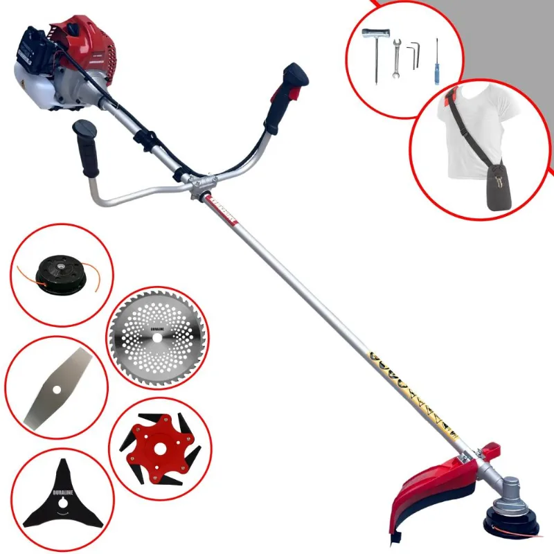 Máquina De Cortar Grama À Gasolina Kawashima Bcj431-l 2t 43cc 1,7hp 10.000rpm Roçadeira Profissional Completa Multifuncional Com 5 Opções De Cortes