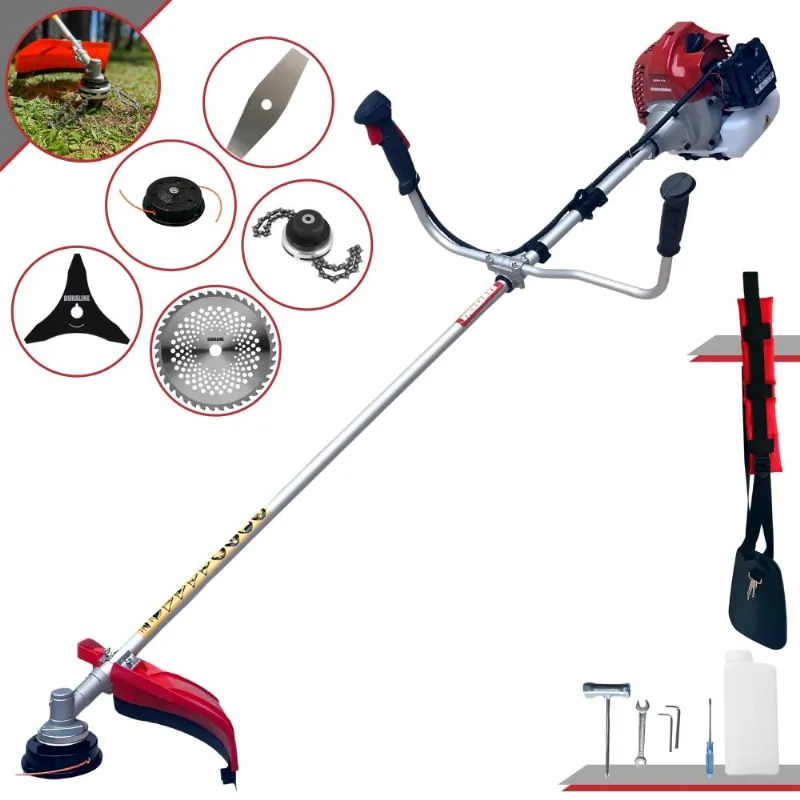 Podador De Grama À Gasolina Kawashima Bcj431-l 43cc 1,7hp 10.000rpm Completa Com Carretel + Faca 2 Pontas + Faca 3 Pontas + Faca 40 Dentes + Trimmer