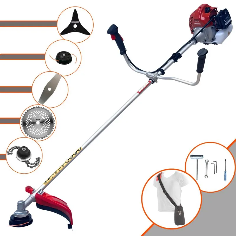 Roçadeira Kawashima Bcj431l À Gasolina 2t 43cc 1,7hp 5 Em 1 Com Carretel E Faca 2 Pontas + Extra Faca 3 Pontas + Faca 40 Dentes De Vídea + Trimmer