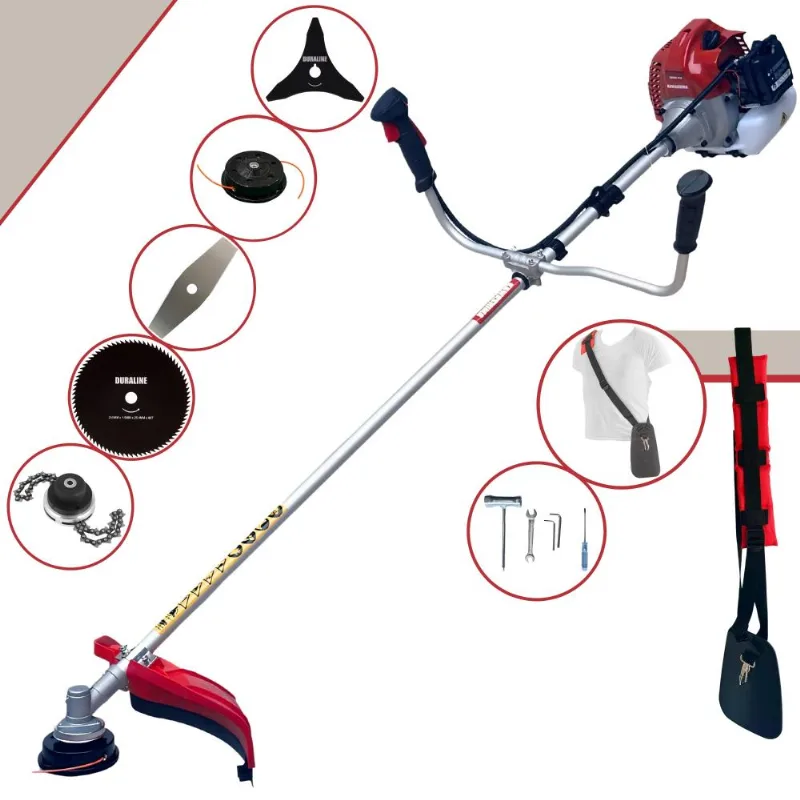 Roçadeira Cortador De Grama Profissional Kawashima Bcj431-l À Gasolina 2t 1,7hp 43cc 10.000rpm + Kit Extra De Faca 3 Pontas, Faca 80 Dentes E Trimmer