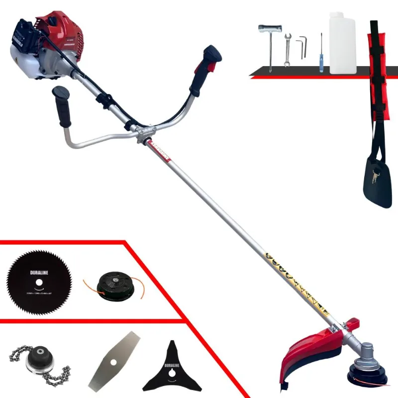 Roçadeira À Gasolina Kawashima Bcj431l 43cc 1,7hp 10.000rpm Multifunções Com Carretel + Lâmina 2 Pontas + Lâmina 3 Pontas + Lâmina 80 Dentes + Trimmer