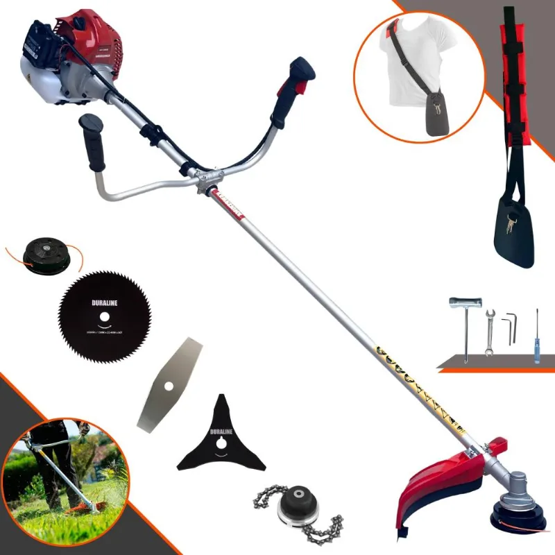Roçadeira Kawashima Bcj431l À Gasolina 43cc 1,7hp Com 5 Opções De Corte Com Carretel Nylon + Faca 2 Pontas + Faca 3 Pontas + Faca 80 Dentes + Trimmer