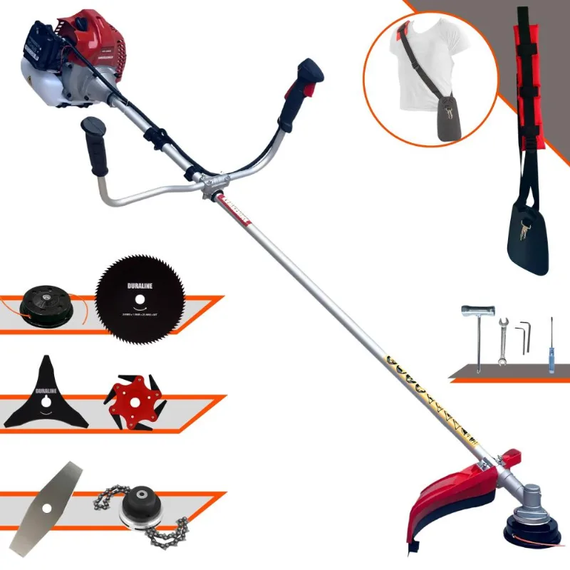 Roçadeira À Gasolina Kawashima Bcj431l 43cc 2t 1,7hp 6 Em 1 Com Carretel + Faca 2 Pontas + Faca 3 Pontas + Faca 6 Pontas + Faca 80 Dentes + Trimmer