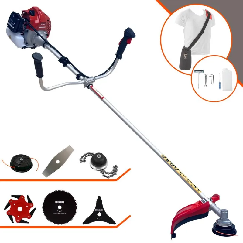 Roçadeira Robusta Kawashima Bcj431l À Gasolina 43cc 1,7hp 6 Opções De Corte Com Carretel + Facas 2 Pontas + 3 Pontas + 6 Pontas + 80 Dentes + Trimmer