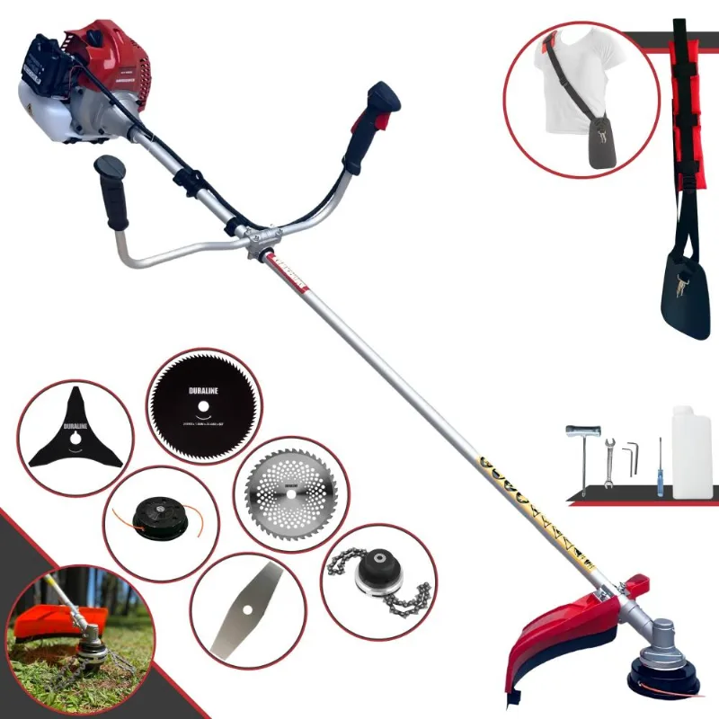 Roçadeira Kawashima Bcj431l À Gasolina 2t 43cc 1,7hp Com Carretel + Lâmina 2 Pontas + Lâmina 3 Pontas + Lâmina 40 Dentes + Lâmina 80 Dentes + Trimmer