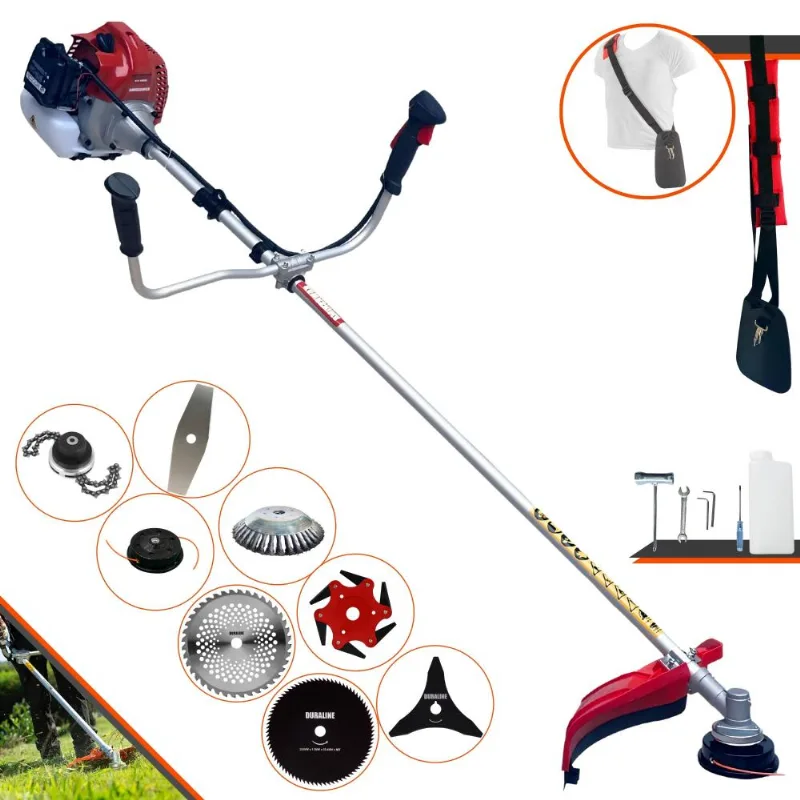 Máquina De Corta Grama Lateral Kawashima Bcj431l À Gasolina 2t 43cc 1,7hp 10.000rpm Profissional Completa Com Carretel De Nylon + 7 Opções De Corte