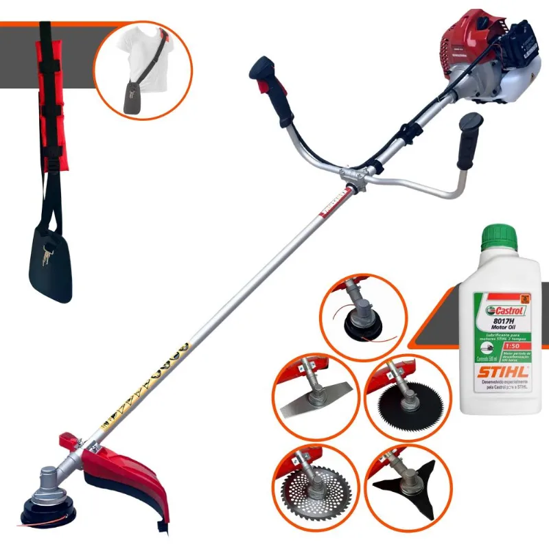 Roçadeira Multifuncional Kawashima Bcj431l À Gasolina 43cc 1,7hp 10.000rpm Completa 5 Em 1 Com Carretel + Kit 4 Lâminas De Corte + Óleo Stihl 2 Tempos