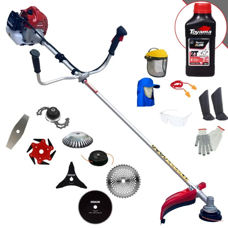 Roçadeira Completa Kawashima Bcj431l À Gasolina 43cc 1,7hp Alta Rotação Para Todos Os Tipos De Trabalhos Com 8 Opções De Cortes + Epi + Óleo Toyama 2t