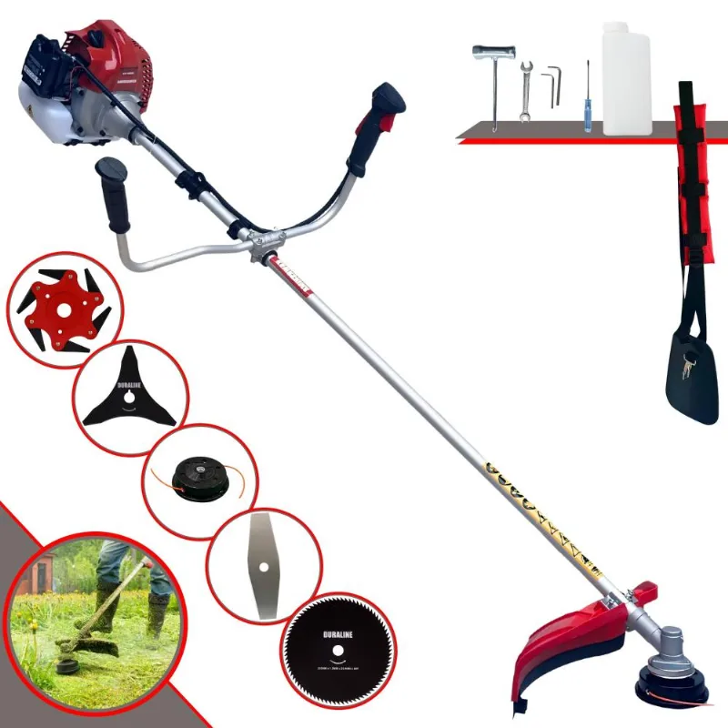 Roçadeira Aparador De Grama Kawashima Bcj521-l À Gasolina 2t 52cc 2,5hp Completa 5 Opções De Corte Com Facas 2 Pontas, 3 Pontas, 6 Pontas, 80 Dentes