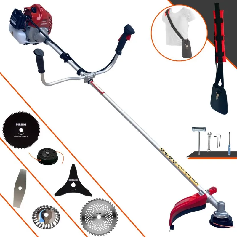 Roçadeira Profissional Kawashima Bcj521l À Gasolina 2t 52cc 10.000rpm 2,5hp De Potência Com Carretel + 4 Lâminas De Cortes + Escova De Aço 24 Cerdas