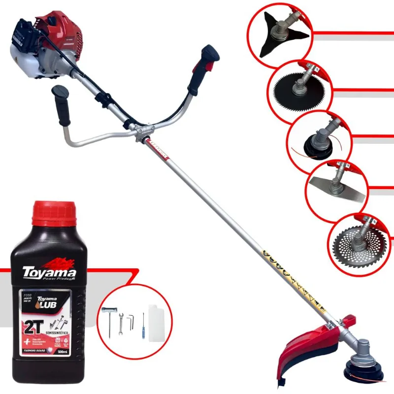 Roçadeira Multifuncional Kawashima Bcj521l À Gasolina 2t 52cc 2,5hp De Potência Alta Rotação C/ Carretel De Nylon + Kit 7 Lâminas Extras + Óleo Toyama