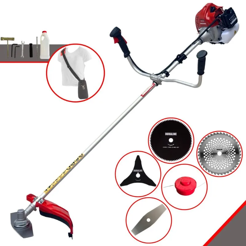 Roçadeira À Gasolina Kawashima Bcj620l 62cc 3hp 10.000rpm Completa 5 Em 1 Com Carretel De Nylon + Facas 2 Pontas, 3 Pontas, 40 Dentes E 80 Dentes