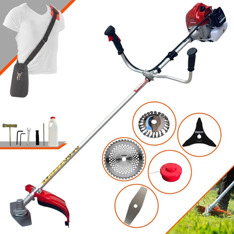 Roçadeira Bcj620l Kawashima À Gasolina 62cc 3hp 5 Em 1 Com Carretel + Faca 2 Pontas + Faca 3 Pontas + Faca 40 Dentes Vídea + Escova De Aço Circular