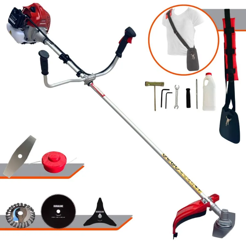 Roçadeira Kawashima Bcj620-l À Gasolina 62cc 3hp Completa Com Carretel Nylon + Lâmina 2 Pontas + Lâmina 3 Pontas + Lâmina 80 Dentes + Escova De Aço