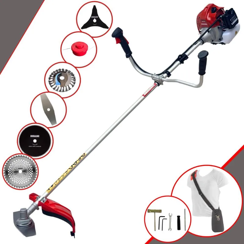 Roçadeira Lateral Kawashima Bcj620-l À Gasolina 6 Em 1 Com Carretel Nylon + Lâmina 2 Pontas + Lâmina Vídea + Disco 80 Dentes + Escova De Aço 24 Cerdas