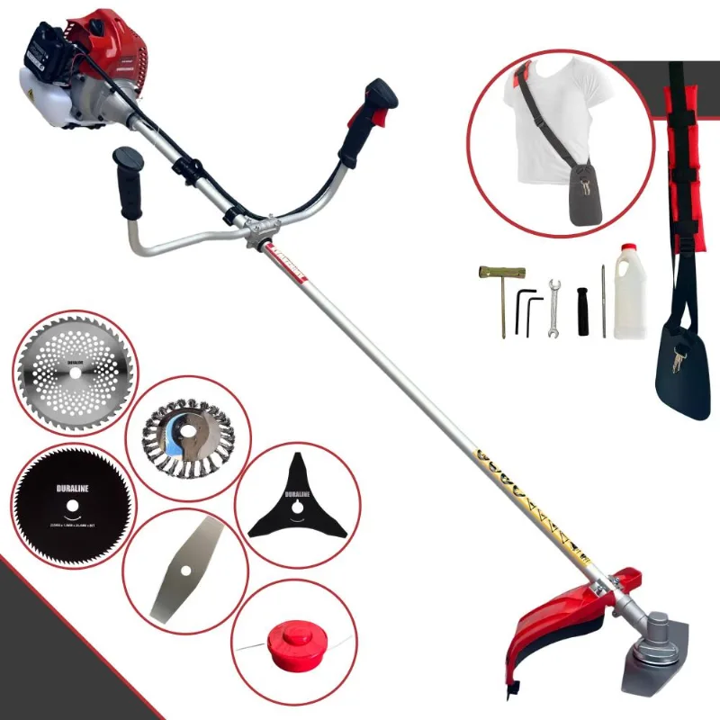 Roçadeira Profissional Kawashima Bcj620l À Gasolina 2t 62cc 10.000rpm 3hp De Potência Com Carretel + 4 Lâminas De Cortes + Escova De Aço 24 Cerdas