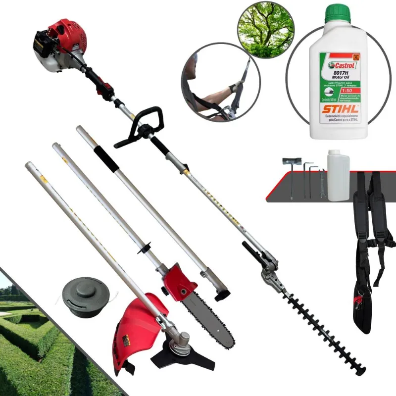 Motopodador Roçadeira E Esqueletadeira 4 Em 1 Toyama Tbc43mt 43cc 1,8hp Bipartido Com Extensor E Alcance Aproximado De 5 Metros De Altura + Óleo Stihl