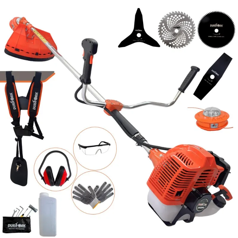 Podador De Grama Multicortes Duratork DR520P5 52cc 5 Em 1 Com Carretel + Lâmina 2 Pontas + Lâmina 3 Pontas + Lâmina De Vídea + Lâmina 80 Dentes + EPI