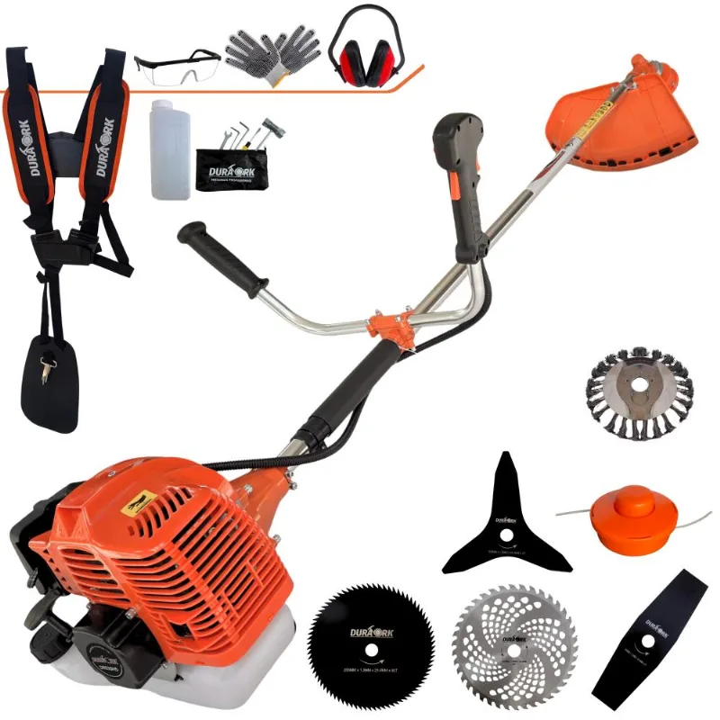 Podador De Grama Multifuncional Duratork DR520H5 52CC 2,5HP Com Facas 2 Pontas, 3 Pontas, 40 Dentes De Vídea, 80 Dentes, Carretel Nylon, Escova E EPI