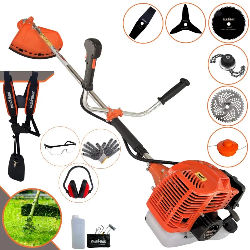 Máquina De Cortar Grama Duratork DR520H5 52cc 2,5HP Completa 6 Em 1 Com Carretel Nylon + Facas 2 Pontas, 3 Pontas, 40 Dentes, 80 Dentes, Trimmer E EPI