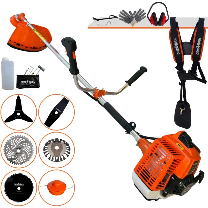 Podador De Grama Multifuncional Duratork DR620H5 62CC 3HP Com Facas 2 Pontas, 3 Pontas, 40 Dentes De Vídea, 80 Dentes, Carretel Nylon, Escova E EPI