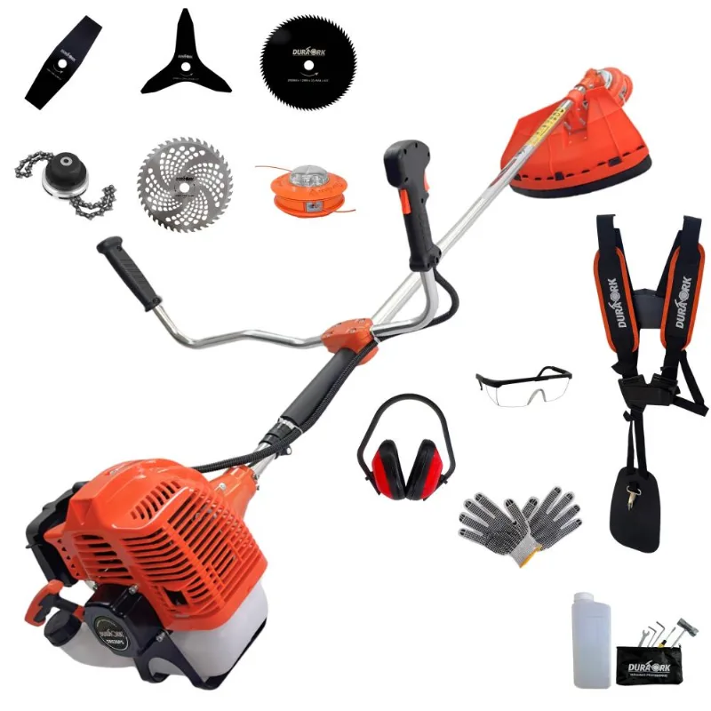 Roçadeira 6 Em 1 Duratork Dr520p5 52cc 2,5hp Com Carretel + Faca 2 Pontas + Faca 3 Pontas + Faca 40 Dentes De Vídea + Faca 80 Dentes + Trimmer + Epi