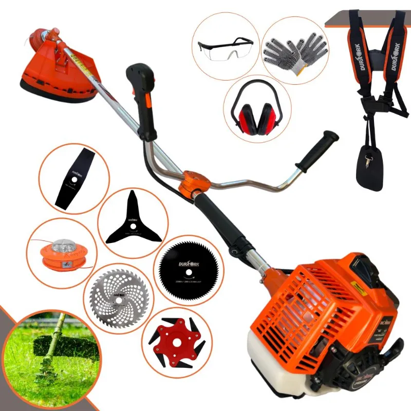 Máquina De Corta Grama Duratork DR620P5 62cc 3hp Com Carretel + Lâminas 2 Pontas, 3 Pontas E 6 Pontas + Discos 40 Dentes De Vídea E 80 Dentes + EPI