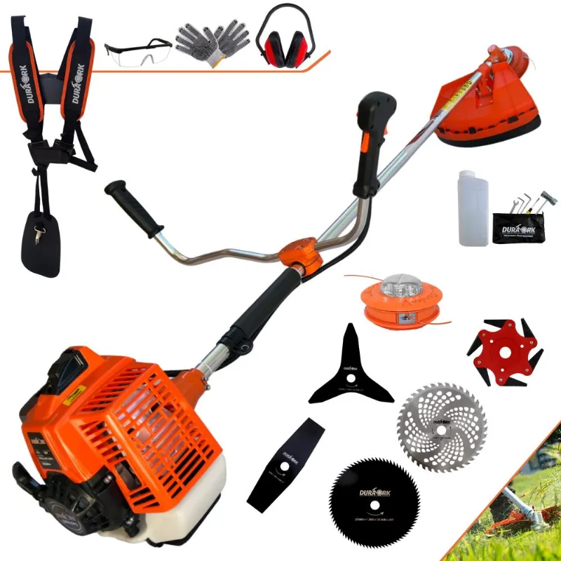 Podador De Grama Duratork DR620P5 3HP 62CC Com Lâmina Facão + Lâmina 3 Pontas + Lâmina 6 Pontas + Disco 40 Dentes E 80 Dentes + Cabeçote Nylon + EPI