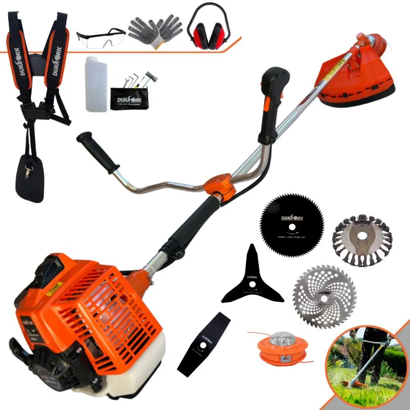 Podador De Grama Duratork DR620P5 62cc 6 Em 1 Carretel + Lâmina 2 Pontas + Lâmina 3 Pontas + Lâmina De Vídea + Lâmina 80 Dentes + Escova De Aço + EPI