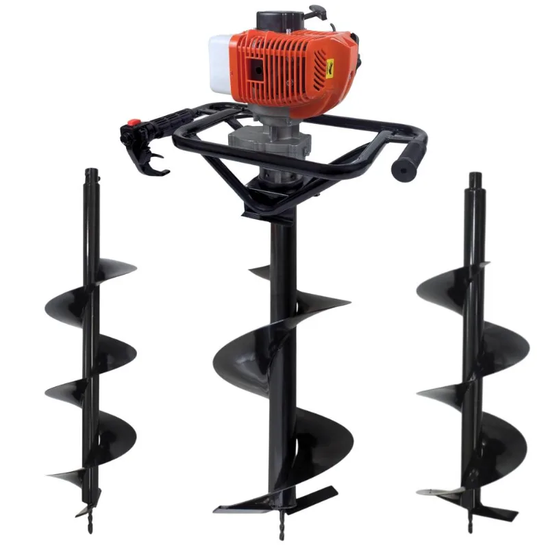 Trado Motorizado Profissional À Gasolina 2t Duratork Dps523g 52cc 2,5hp 10.500rpm Perfurador De Solo Completo Com 3 Brocas 80x20cm, 80x25cm E 80x30cm