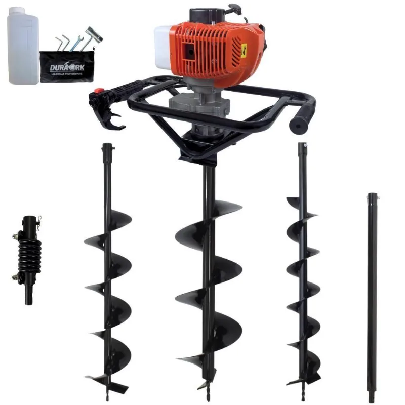 Perfurador De Solo Com 3 Brocas Dps523p Motor 2 Tempos A Gasolina 52cc 2,5hp Laranja Com Extensão