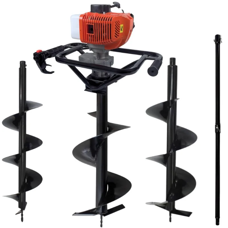 Perfurador de Solo Duratork DPS523G a Gasolina 52cc 2,5hp de Potência + 3 Brocas 80x20 80x25 80x30 + Extensão 100cm para Plantio e Construção Civil