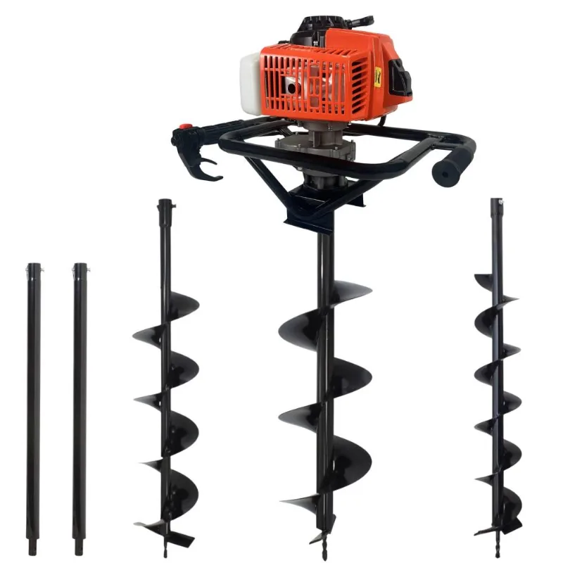 Perfurador Trado À Gasolina Duratork Dps623p 62cc 3hp 12.500rpm Máquina Fura Terra Completo Com Kit Brocas 80x10cm 80x15cm 80x20cm + 2 Extensão 60cm