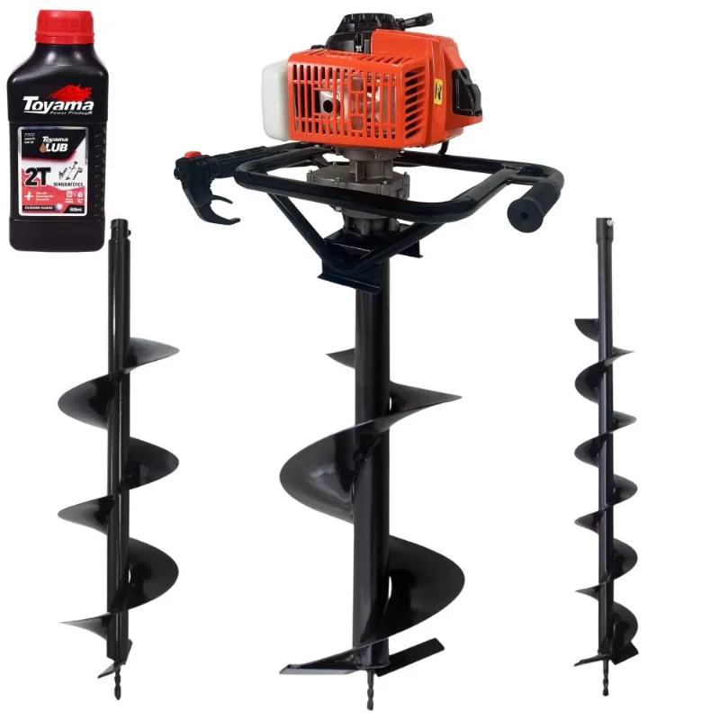 Perfurador de Solo Duratork DPS623M 62cc 3hp com Ignição CDI para Reflorestamento + Conjunto de Brocas 80x10cm, 80x20cm e 80x30cm + Óleo Toyama 2T