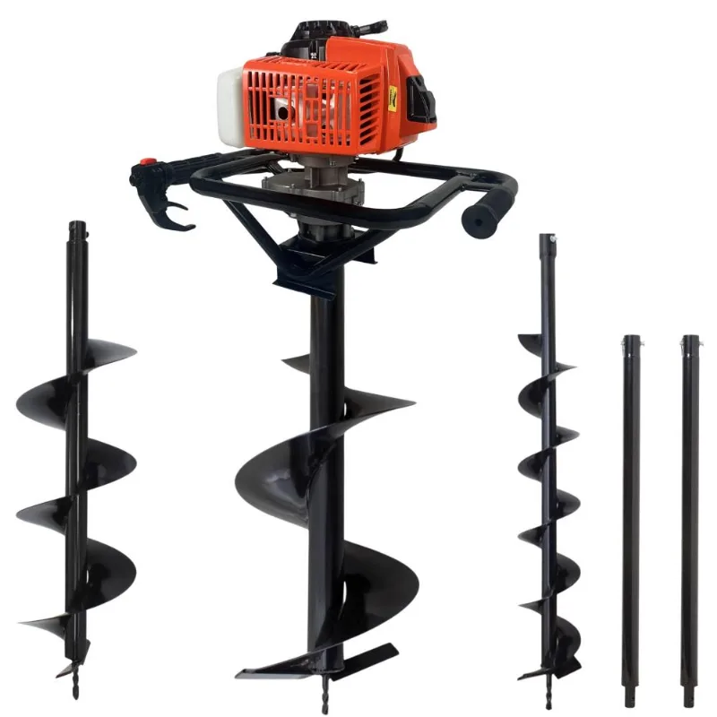 Perfurador De Solo Duratork Dps623m À Gasolina 62cc 3hp 12.500rpm + Kit 3 Brocas 80x10cm, 80x20cm E 80x30cm + 2 Extensão 60cm Para Elevação De Cercas