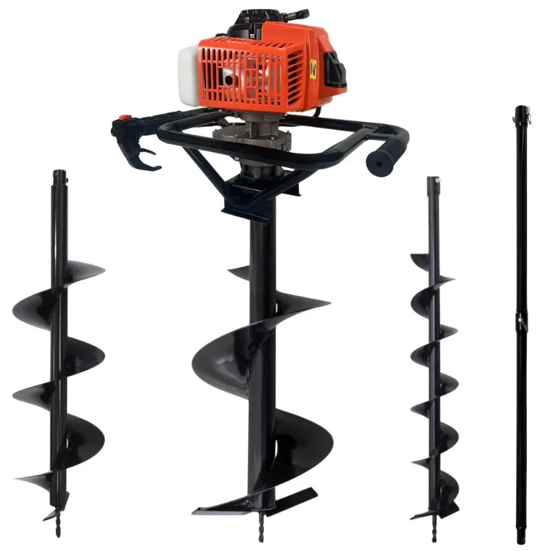 Perfurador de Solo Duratork DPS623M a Gasolina 62cc 3hp 12.500rpm + Kit 3 Brocas 80x10cm, 80x20cm e 80x30cm + Extensão 100cm para Elevação de Cercas