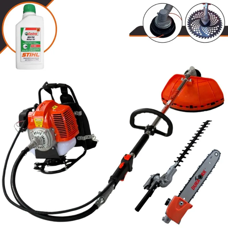 Roçadeira Costal GRC430 Terra à Gasolina 43cc 1,7hp de Potência com Carretel Nylon + 40 Dentes Videa + Podador de Galhos e Esqueletador + Óleo Stihl