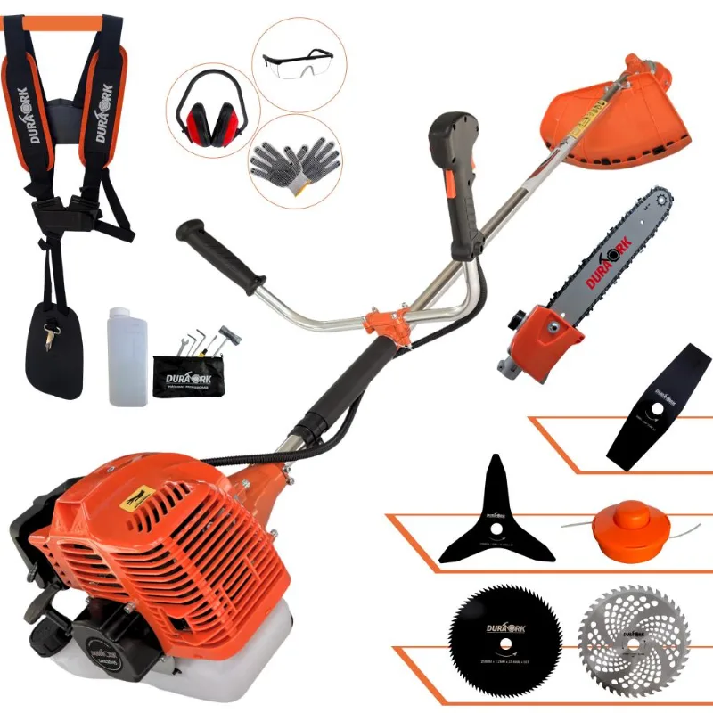 Máquina De Cortar Grama Duratork DR520H5 52cc 2,5HP 10.500RPM 6 Em 1 Com Carretel + Facas 2 Pontas, 3 Pontas, 40 Dentes, 80 Dentes, EPI E Poda Galho