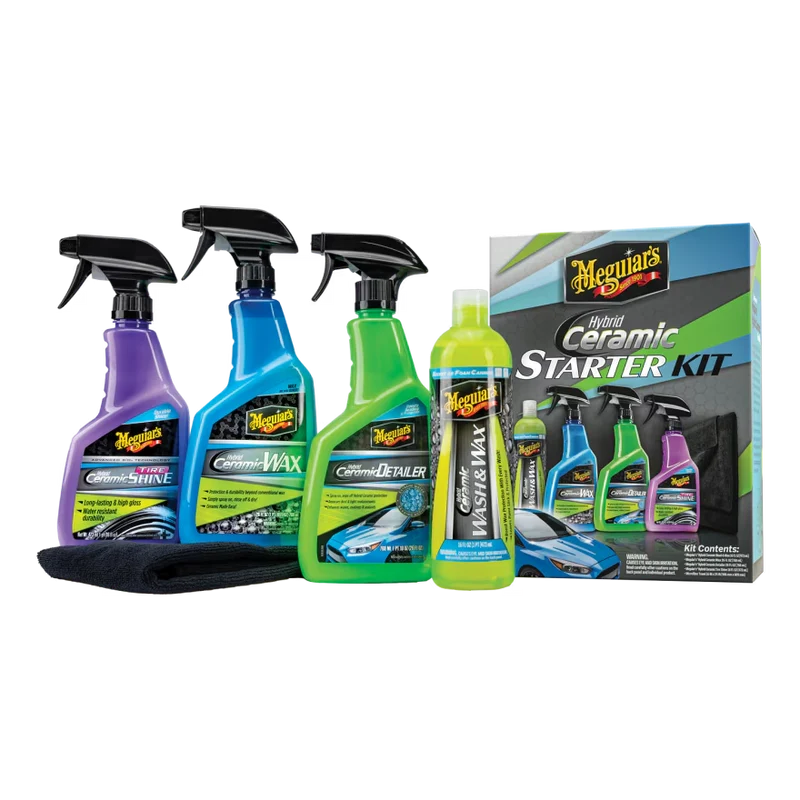 Meguiar's G55253 Hybrid Ceramic Starter Kit - Detailing Kit Includes Car Wash, Wax, Detailer, & Tire Shine