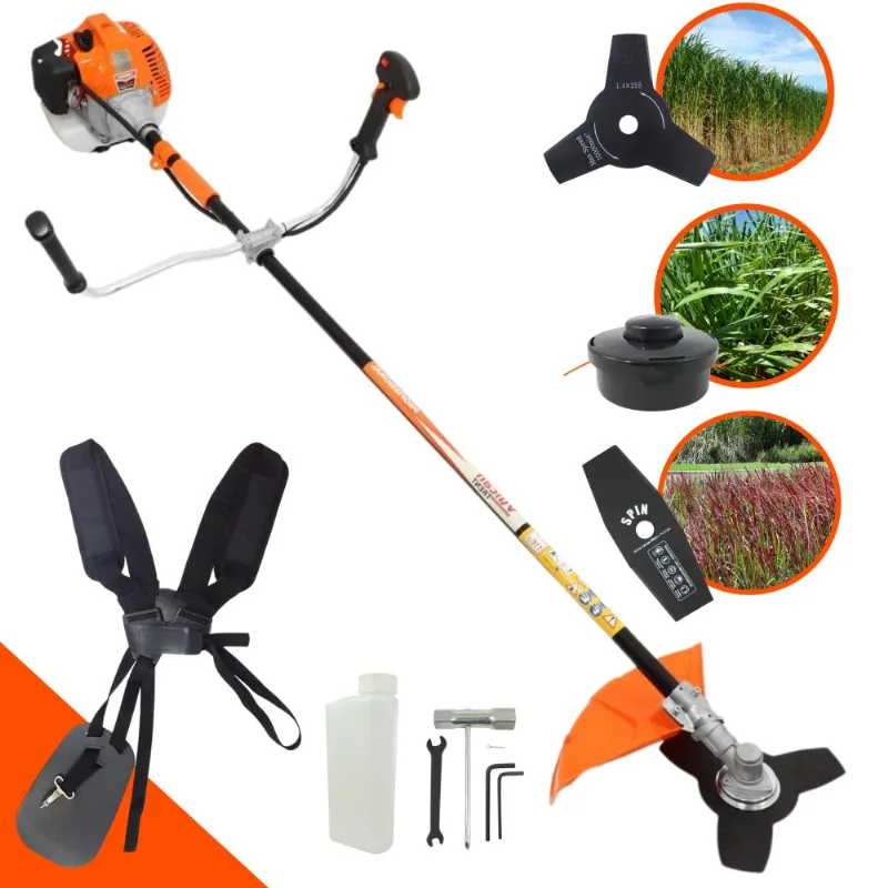 Roçadeira Profissional Vulcan Vr520h 2t 52cc Potente, Resistente Com Lâmina 3 Pontas + Faca Extra De Duas Pontas Furo De 25mm