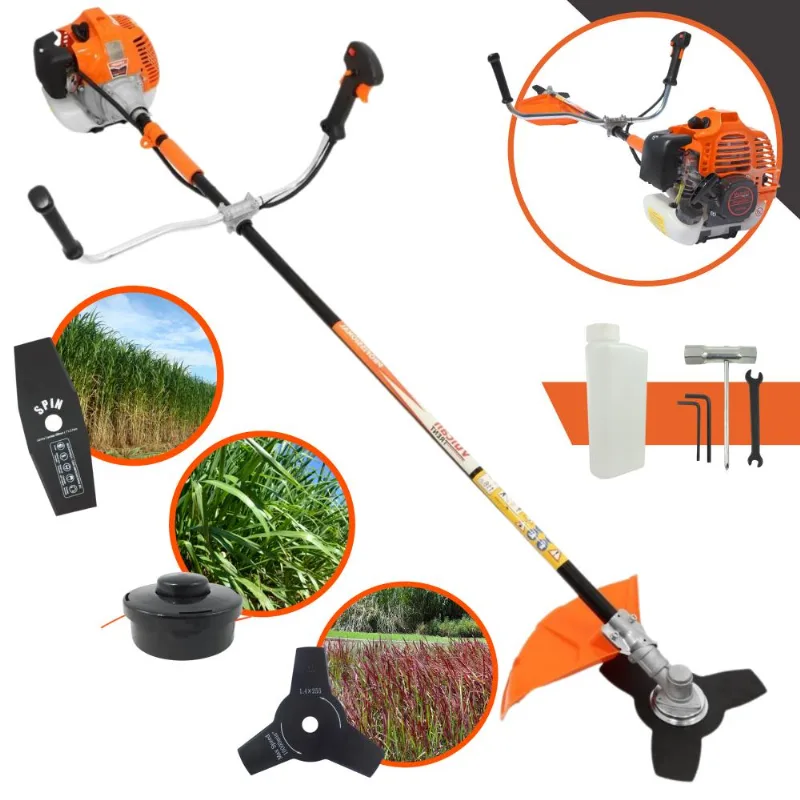 Roçadeira Profissional Vulcan Vr520h 2t 52cc Potente Ideal Para Mato Alto + Faca Extra De Duas Pontas Furo De 25mm